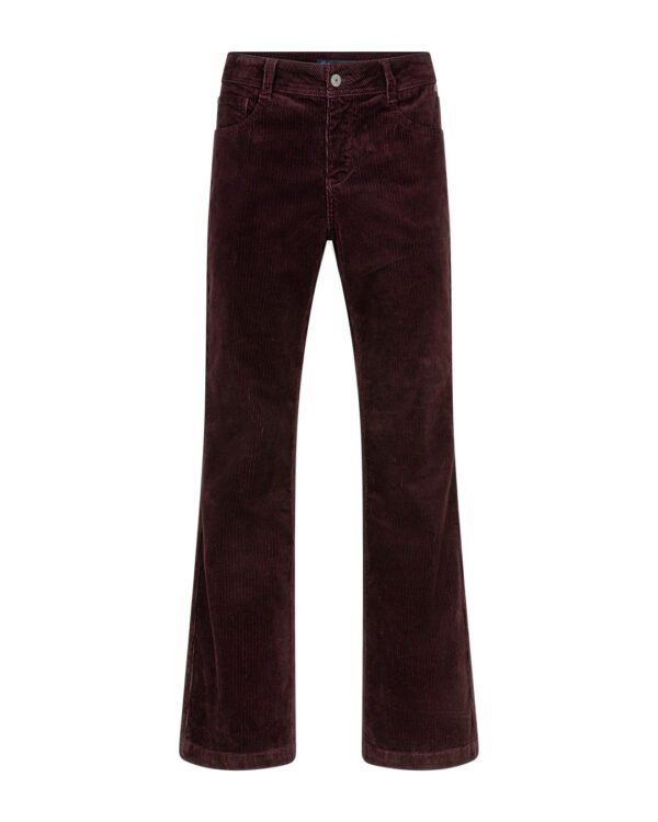 Pantalon Bibette velours côtelé bordeaux, la touche chaude qui réveille le gris
