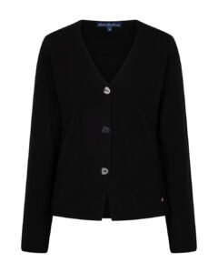 Blazer en maille Emilie noir sur un pantalon simili cuir