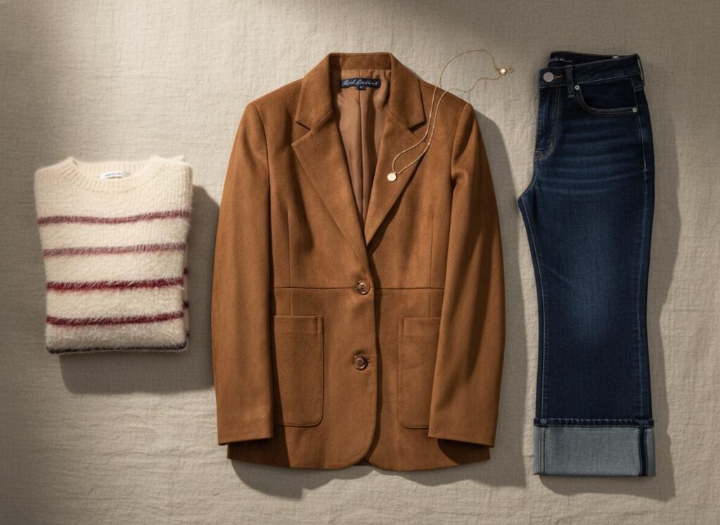 Blazer marron femme et ses couleurs : crème, bordeaux et denim brut