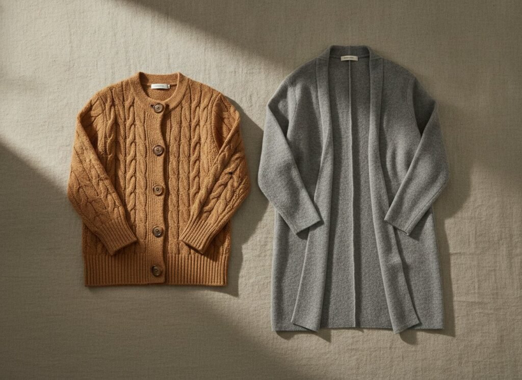 Cardigan court ou long : deux longueurs pour deux effets de silhouette